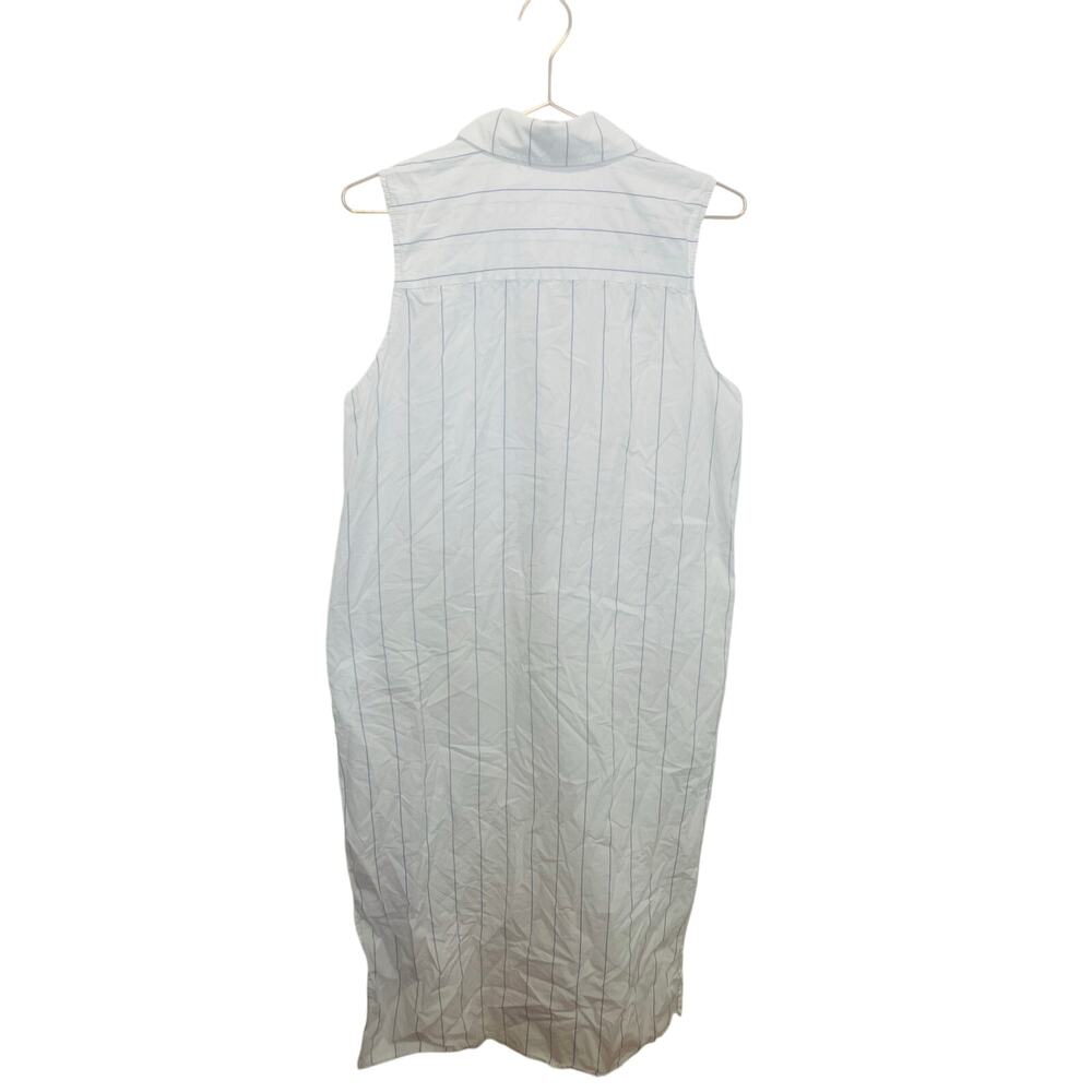 DONNI White Blue Striped Sleeveless Collared Neckline Button Front Dress Size L - Picture 7 of 11